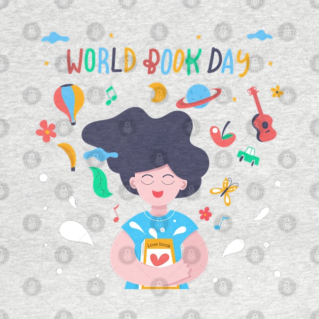 World Book Day Girl Loves Book by Mako Design 